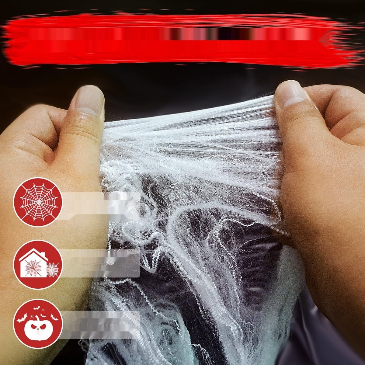 AMLOOPH Zestaw Dekoracji na Halloween - Pajęczyna, 300 g z 100 Pająkami