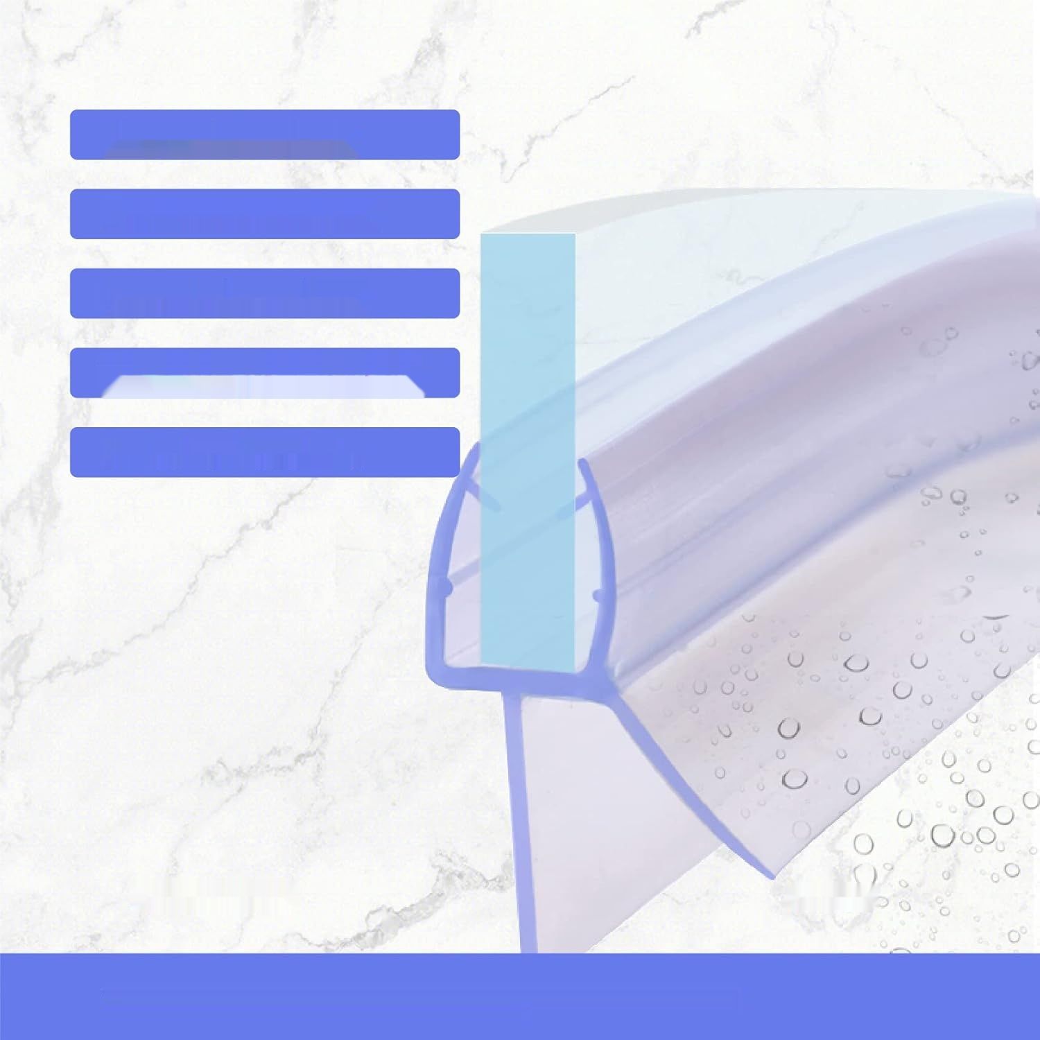 KOOBON Uszczelka prysznicowa wygięta, 2 x 60 cm, grubość szkła 6 mm