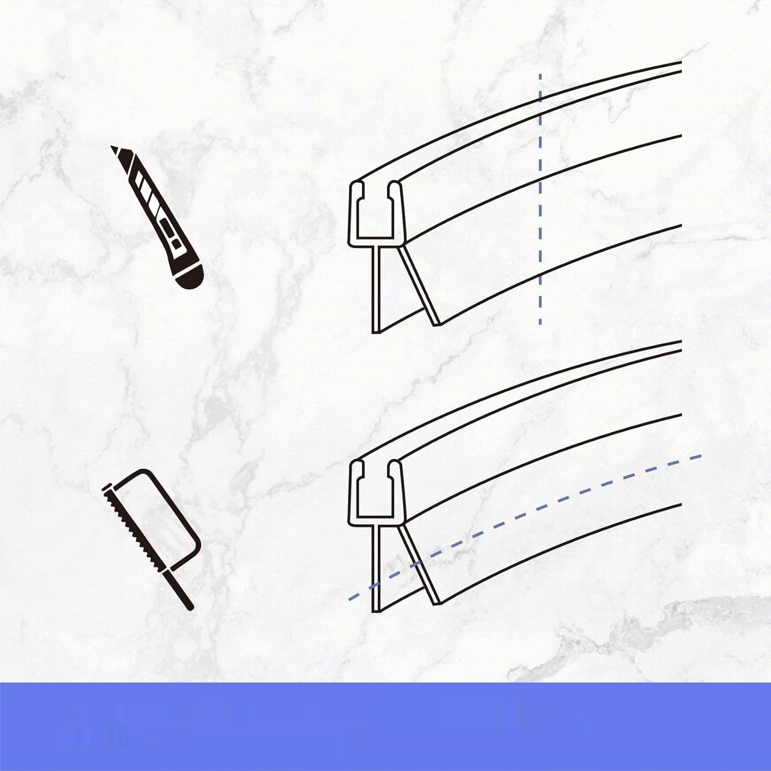 KOOBON Uszczelka prysznicowa wygięta, 2 x 60 cm, grubość szkła 6 mm