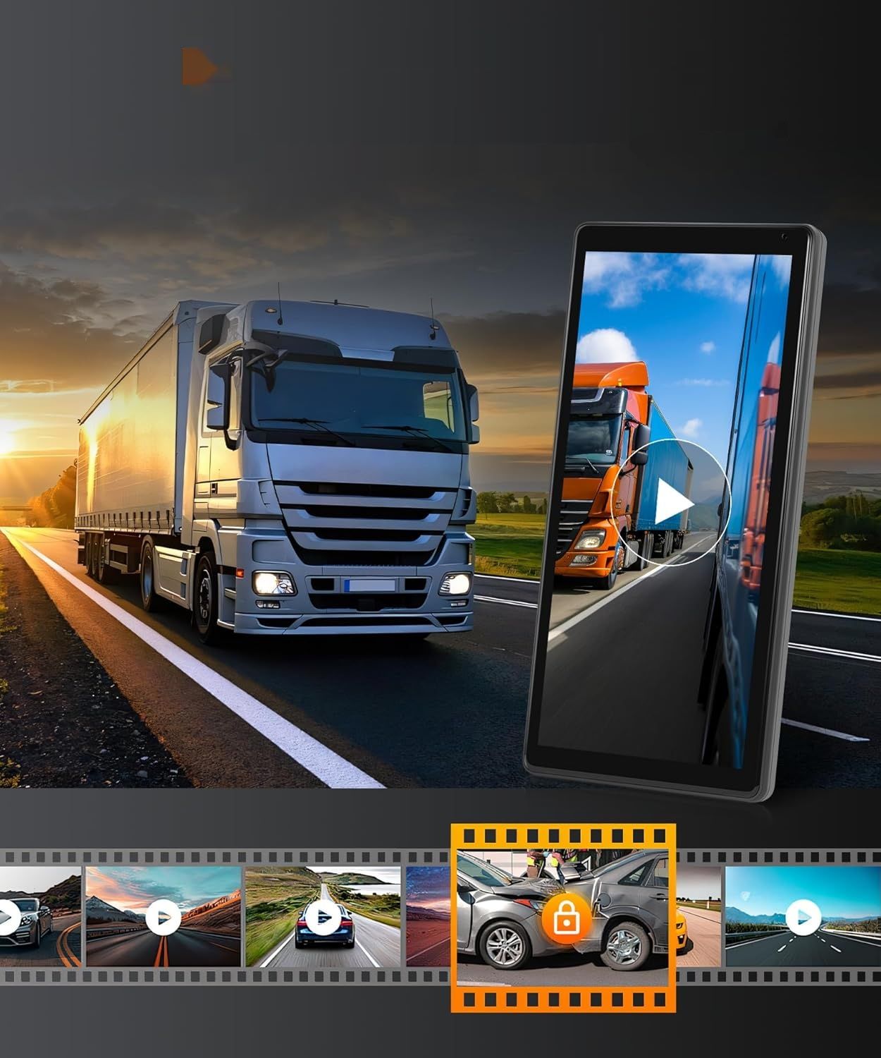 Lusterko wsteczne z pionowym ekranem do samochodów ciężarowych z 2 kamerami cofania