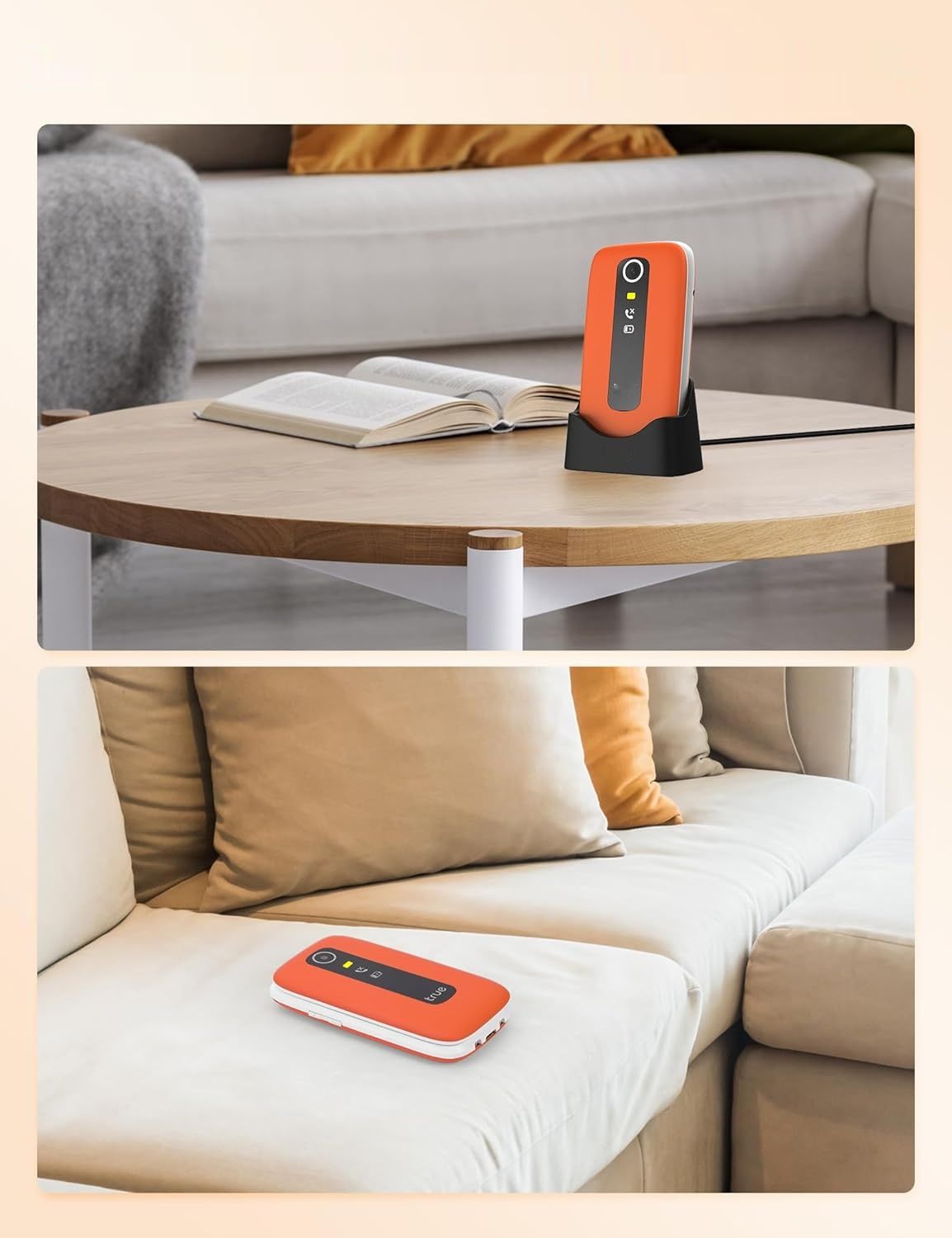 TRUE GSM Senior Telefon Komórkowy, S70, Jasny Pomarańczowy