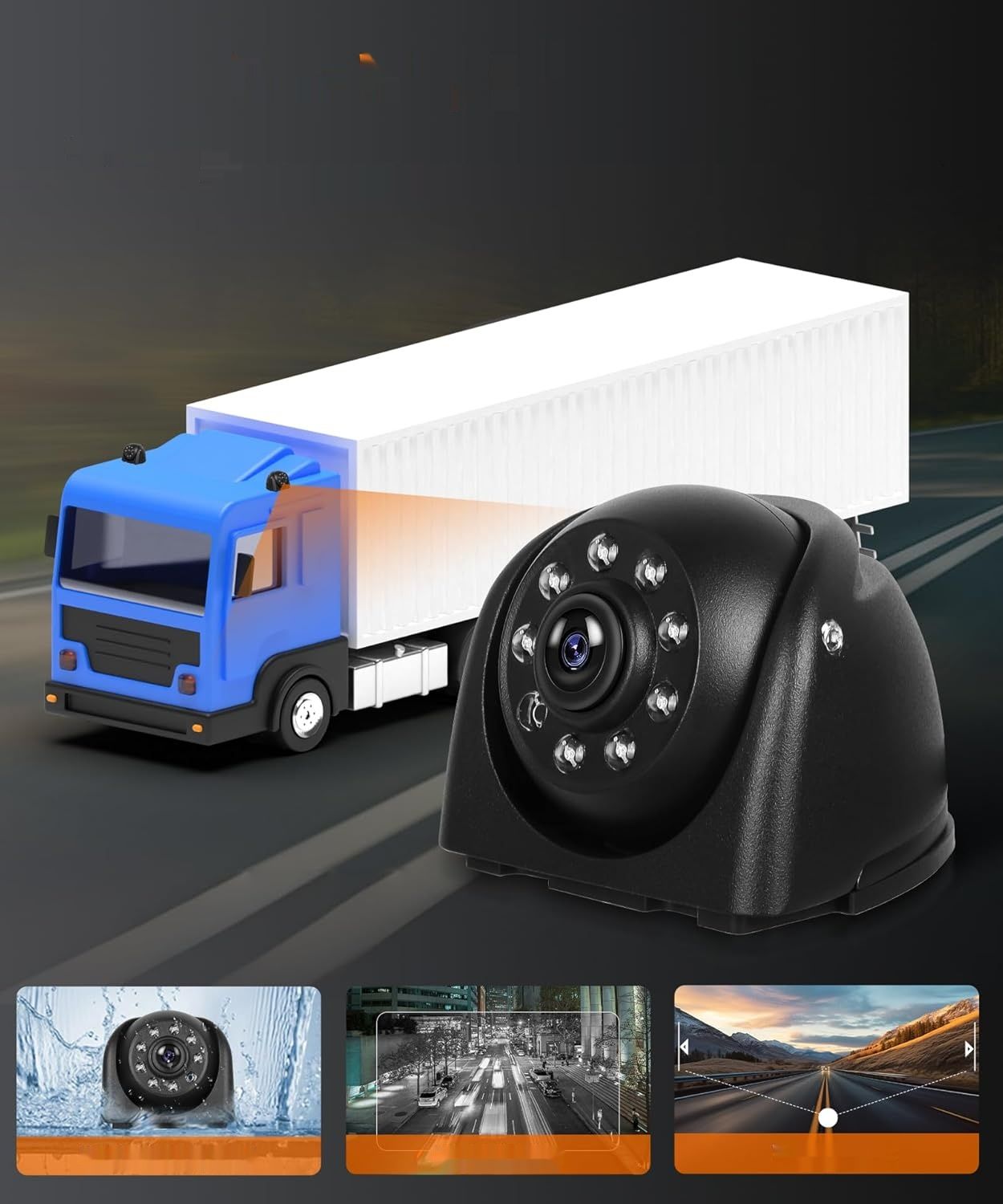 Lusterko wsteczne z pionowym ekranem do samochodów ciężarowych z 2 kamerami cofania