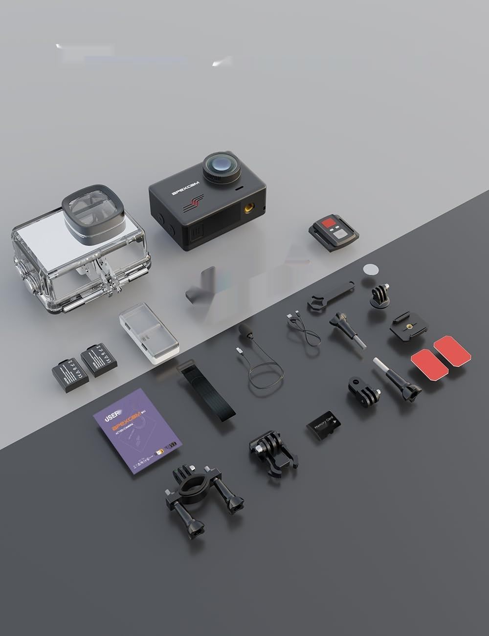 Apexcam M80 Kamera Sportowa z kartą 64 GB 4K 60 FPS 48 MP WiFi 40 m