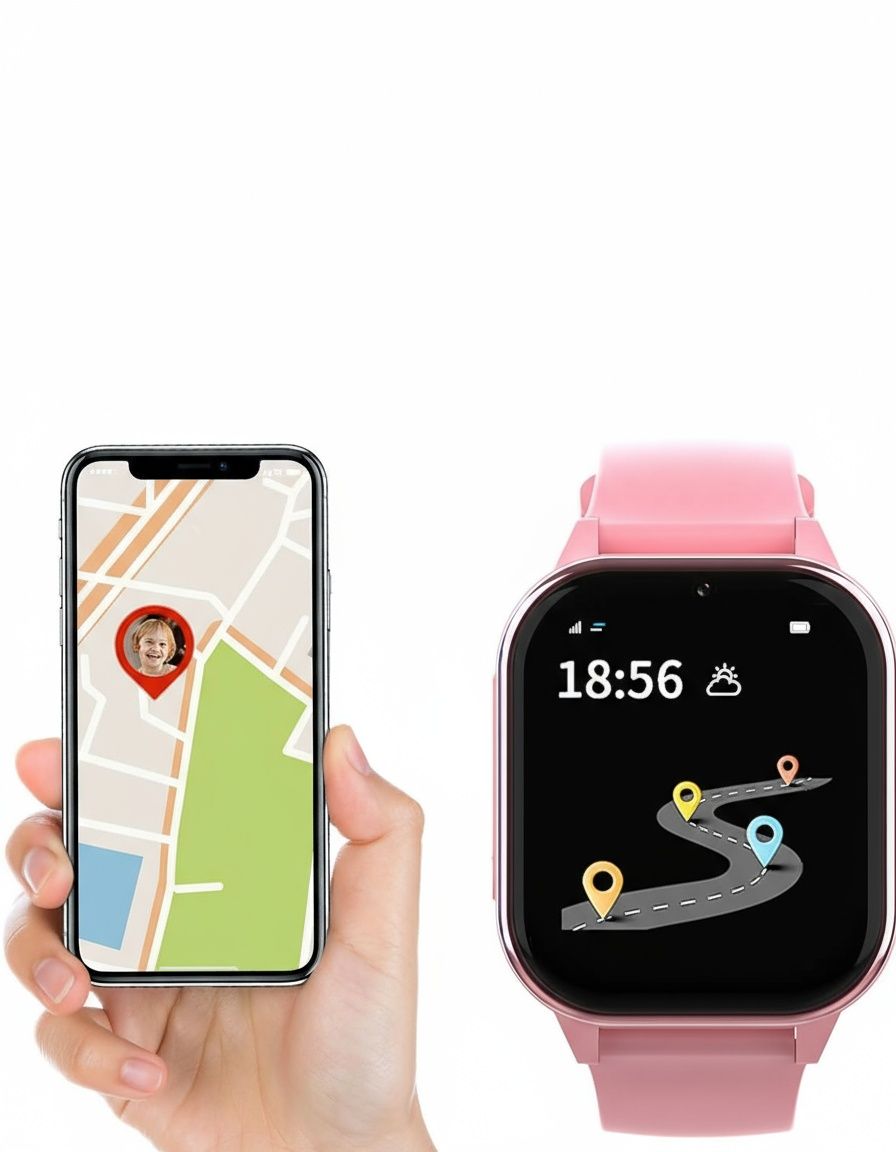 PTHTECHUS Smartwatch dla dzieci, GPS/4G, wifi/Bluetooth, F-różowy