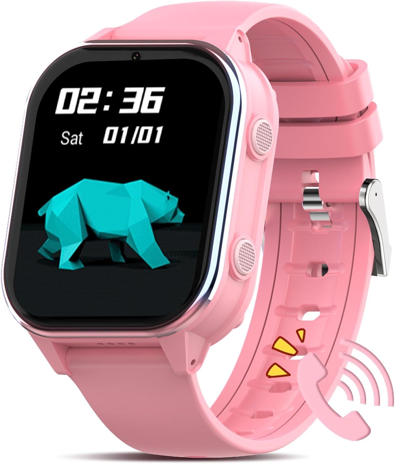 PTHTECHUS Smartwatch dla dzieci, GPS/4G, wifi/Bluetooth, F-różowy