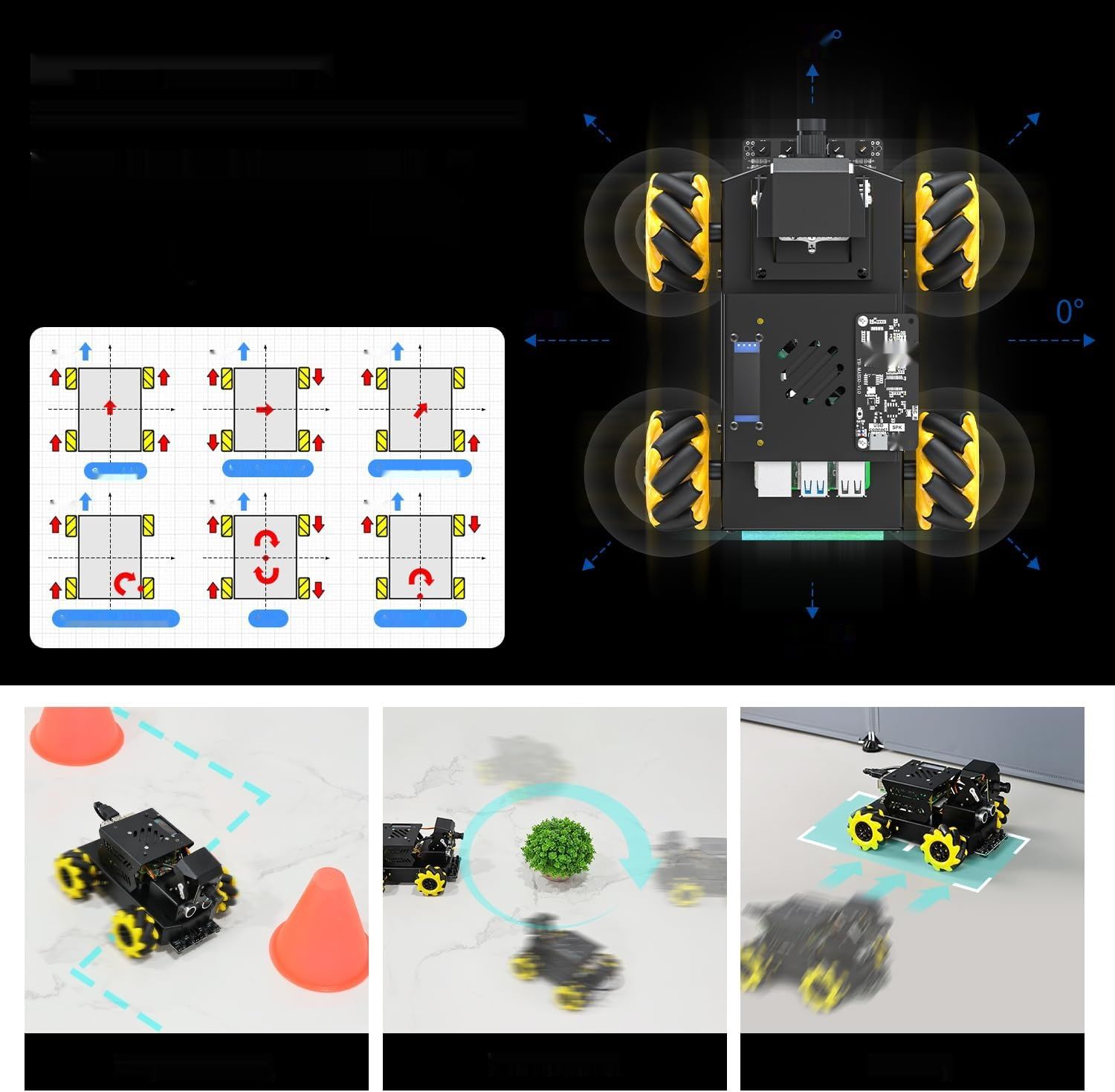 Yahboom Zestaw Samochodowy Robot dla RPi-5 Wspiera Ros2 Humble Version
