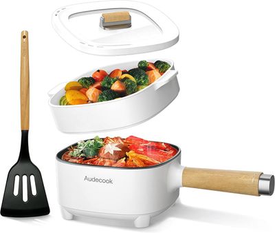 Audecook Elektryczny hot pot z parowarem, 2 l/20 cm, patelnia elektryczna.