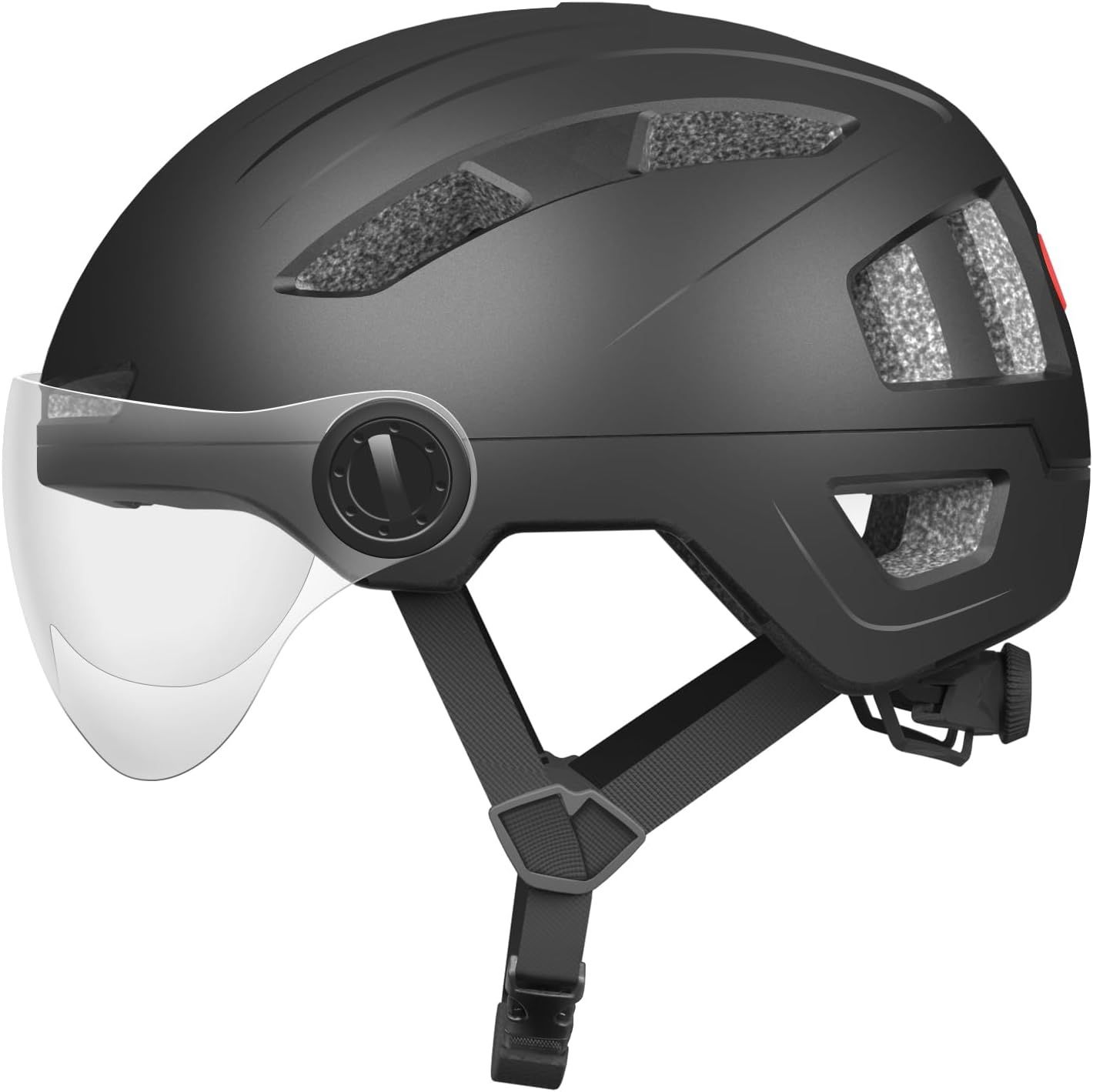 Kask rowerowy z magnetycznym wizjerem, zdejmowaną osłoną, czarny