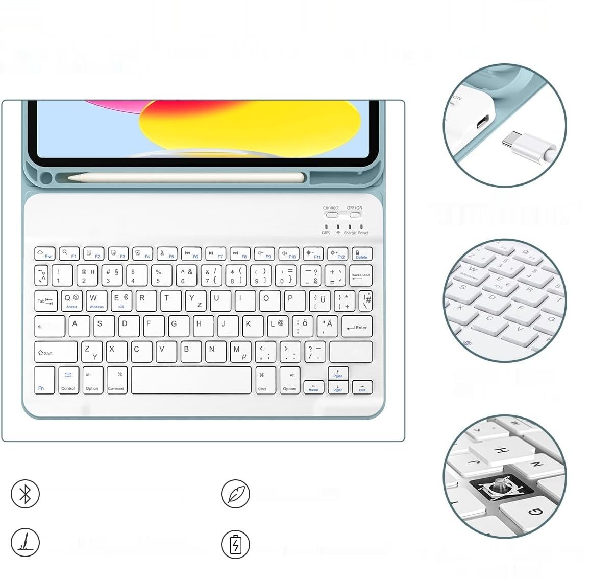 Etui Laetass z klawiaturą do iPada 10 generacji 10,9 cala 2022