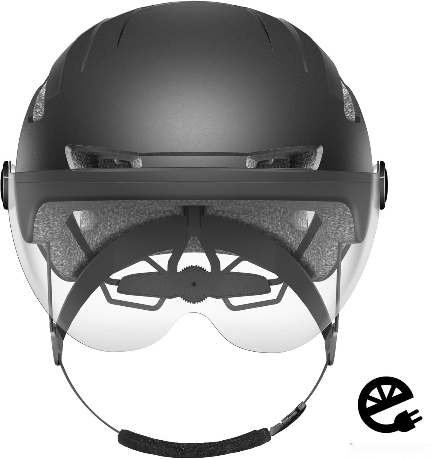 Kask rowerowy z magnetycznym wizjerem, zdejmowaną osłoną, czarny