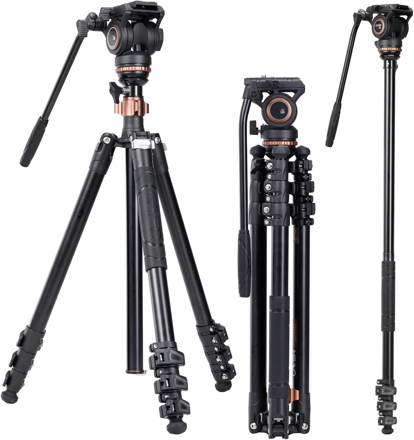 Cayer AF2451 67 calowy aluminiowy statyw z głowicą olejową i monopodem.