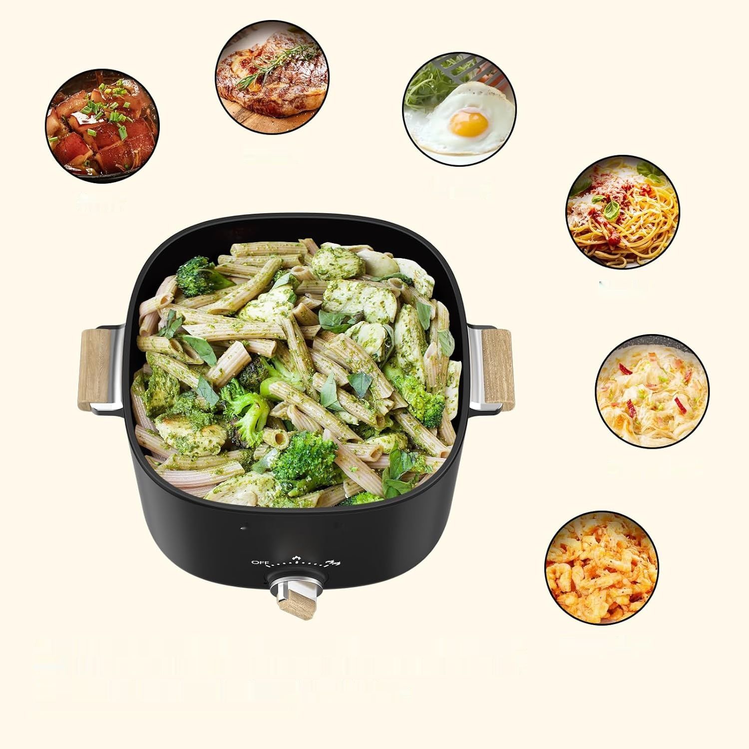 Audecook Elektryczna Patelnia, Ceramiczna Nieprzywierająca, 2.5L, Czarna