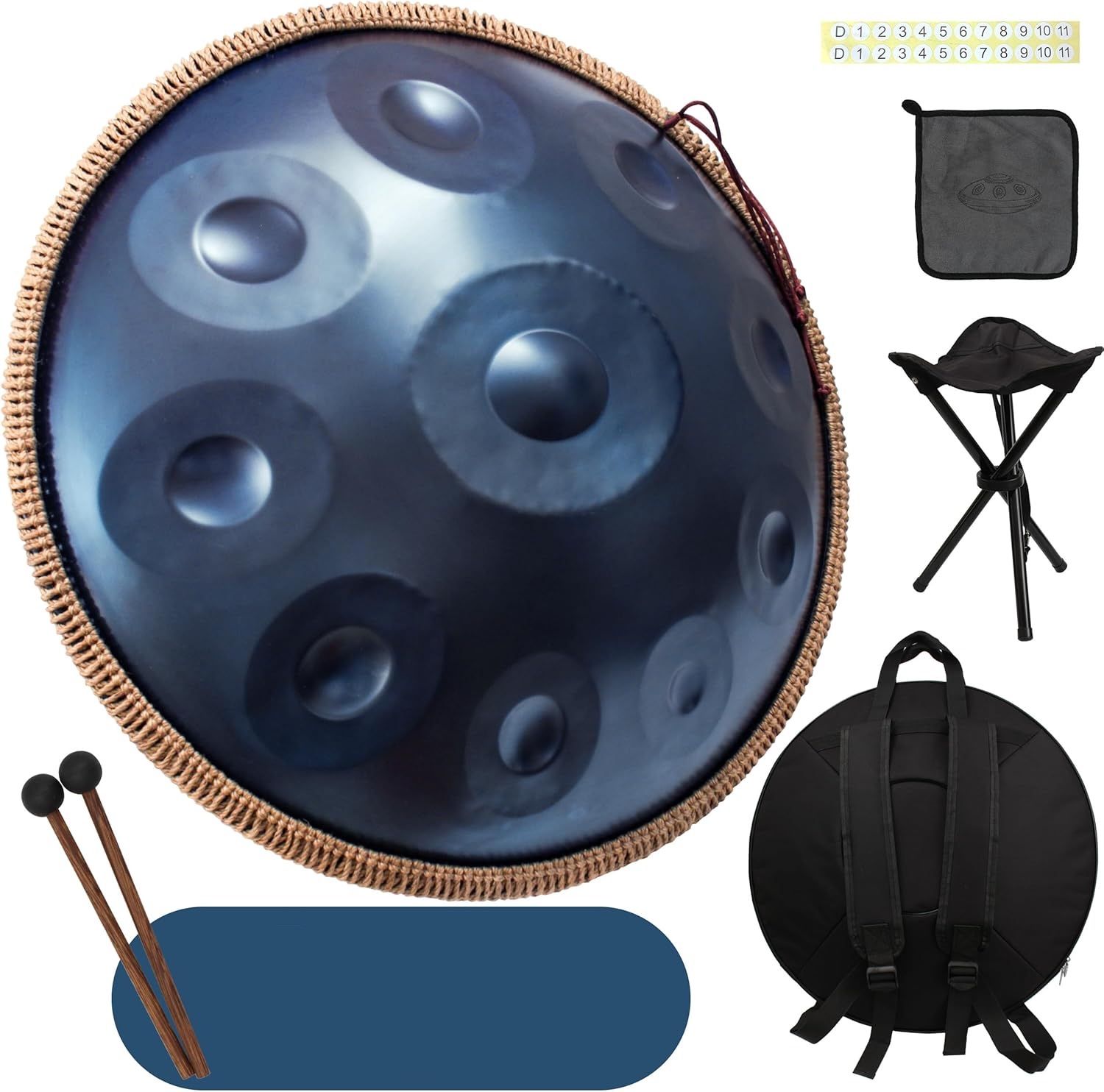 ANTETOK Harmoniczny Bęben Handpan o średnicy 22 cali, 10 nut - Klucz D