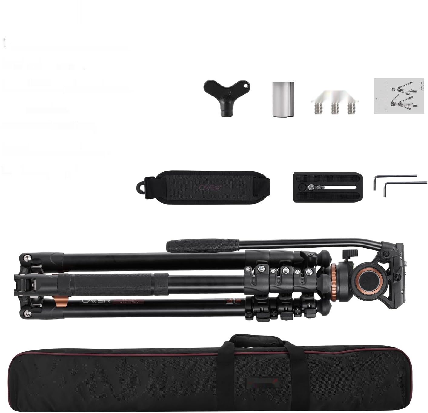 Cayer AF2451 67 calowy aluminiowy statyw z głowicą olejową i monopodem.