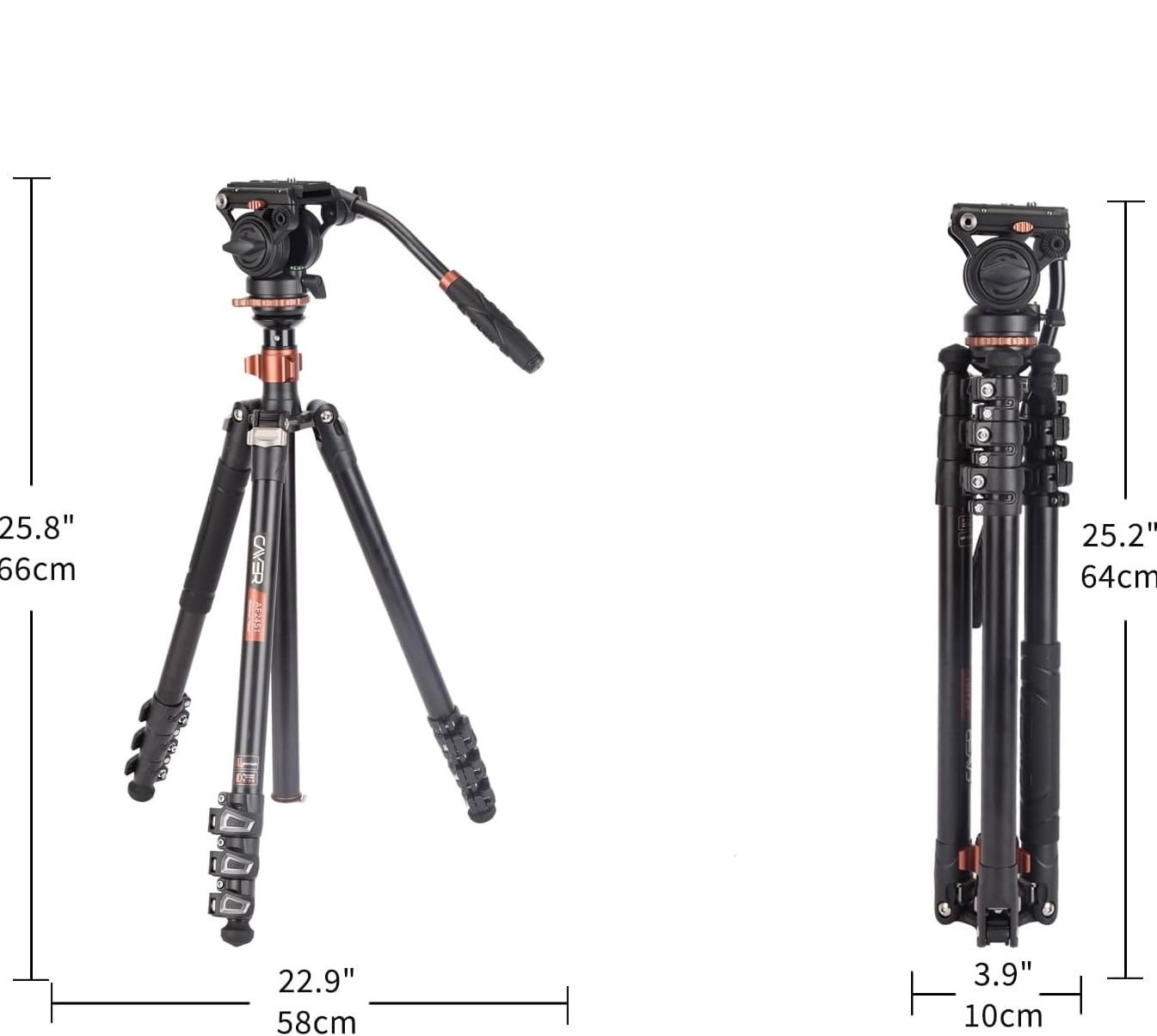 Cayer AF2451 67 calowy aluminiowy statyw z głowicą olejową i monopodem.