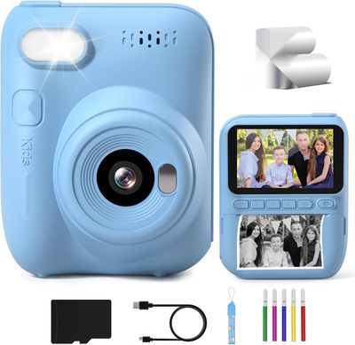 Gofunly Instant Camera dla dzieci, 3,0-calowy ekran (Niebieski)
