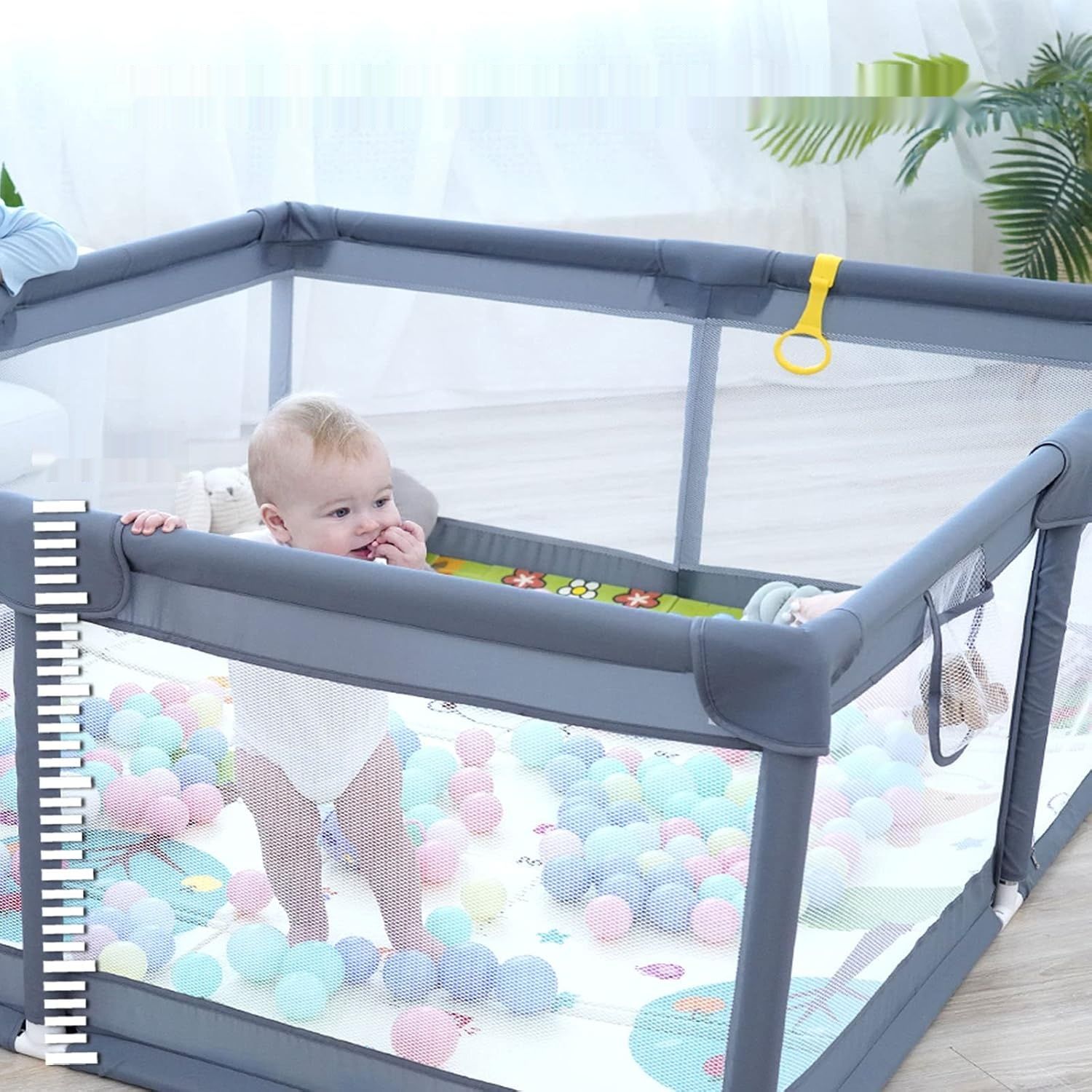 Vterly Kojec dla Dzieci, 150x180x68 cm Plac Zabaw, Szary