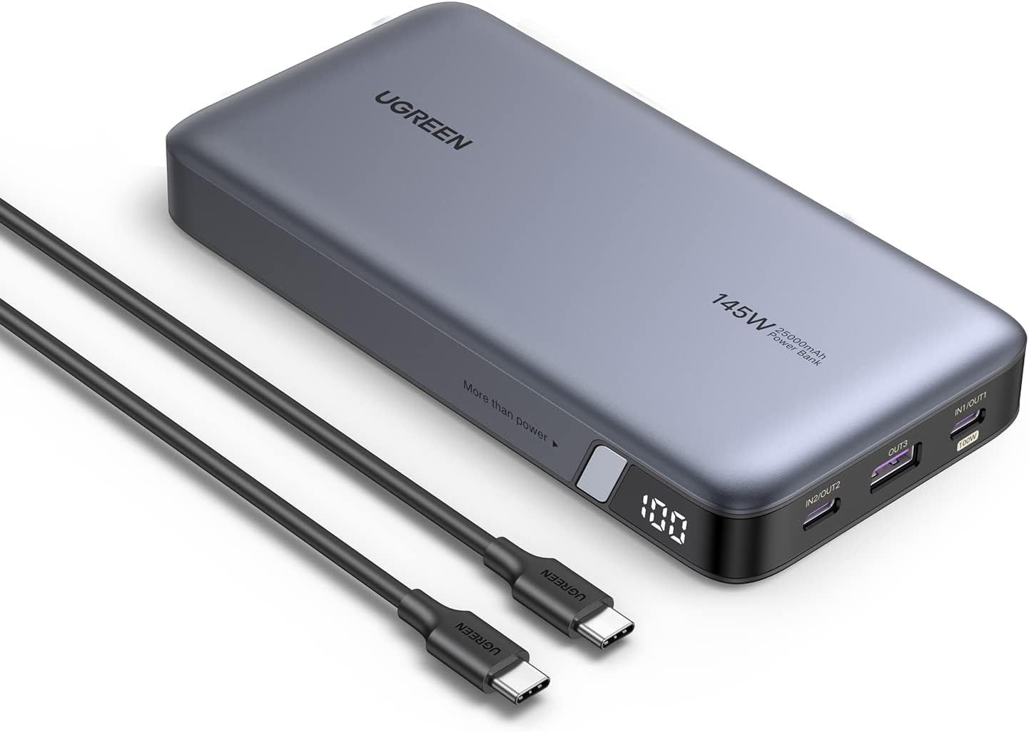 UGREEN Power Bank 145W Max 25000mAh Zewnętrzna Bateria z 3 Portami USB C