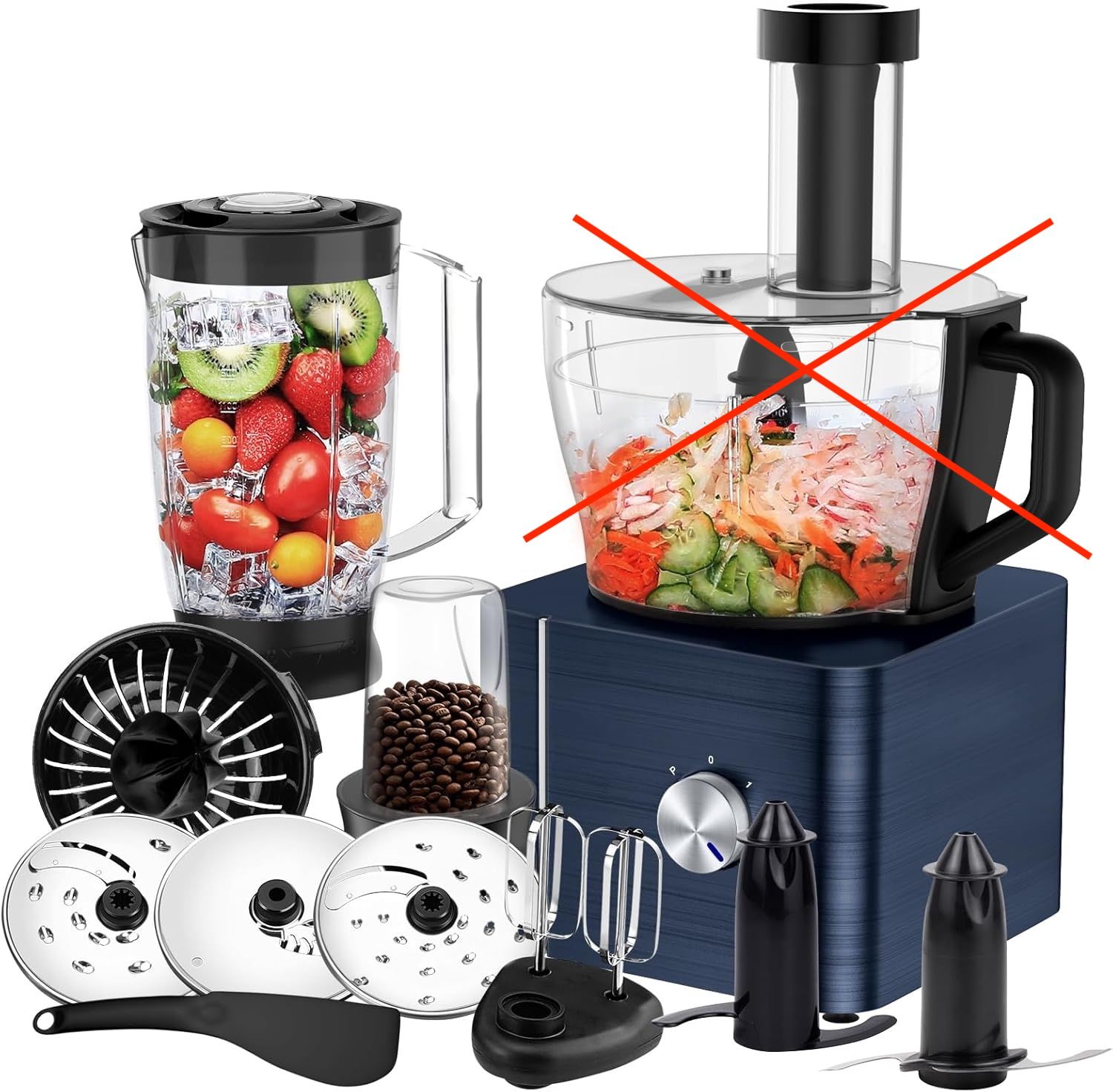 Robot kuchenny SNDOAS, 1100 W, pojemność 3,2 litra, ciemnoniebieski