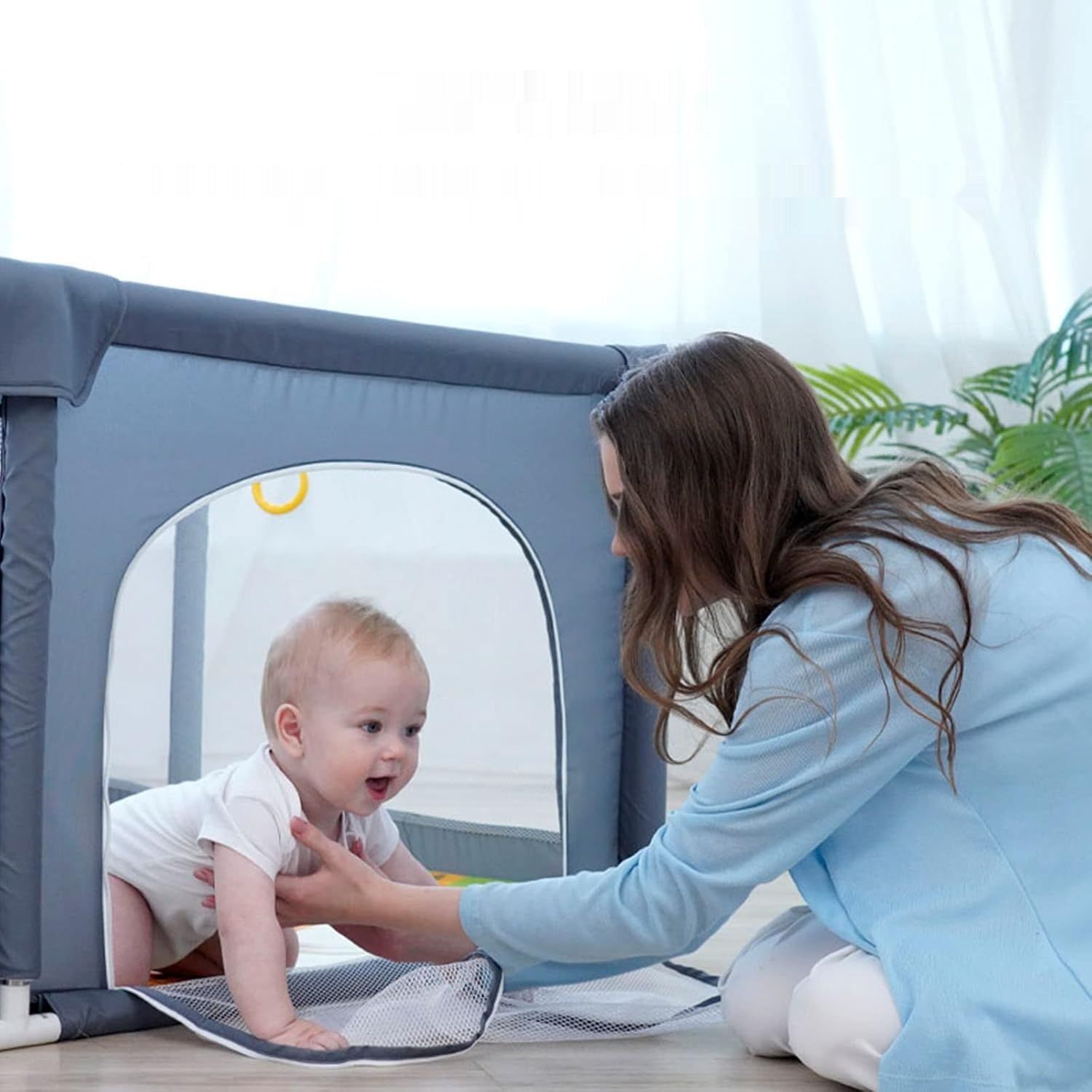 Vterly Kojec dla Dzieci, 150x180x68 cm Plac Zabaw, Szary