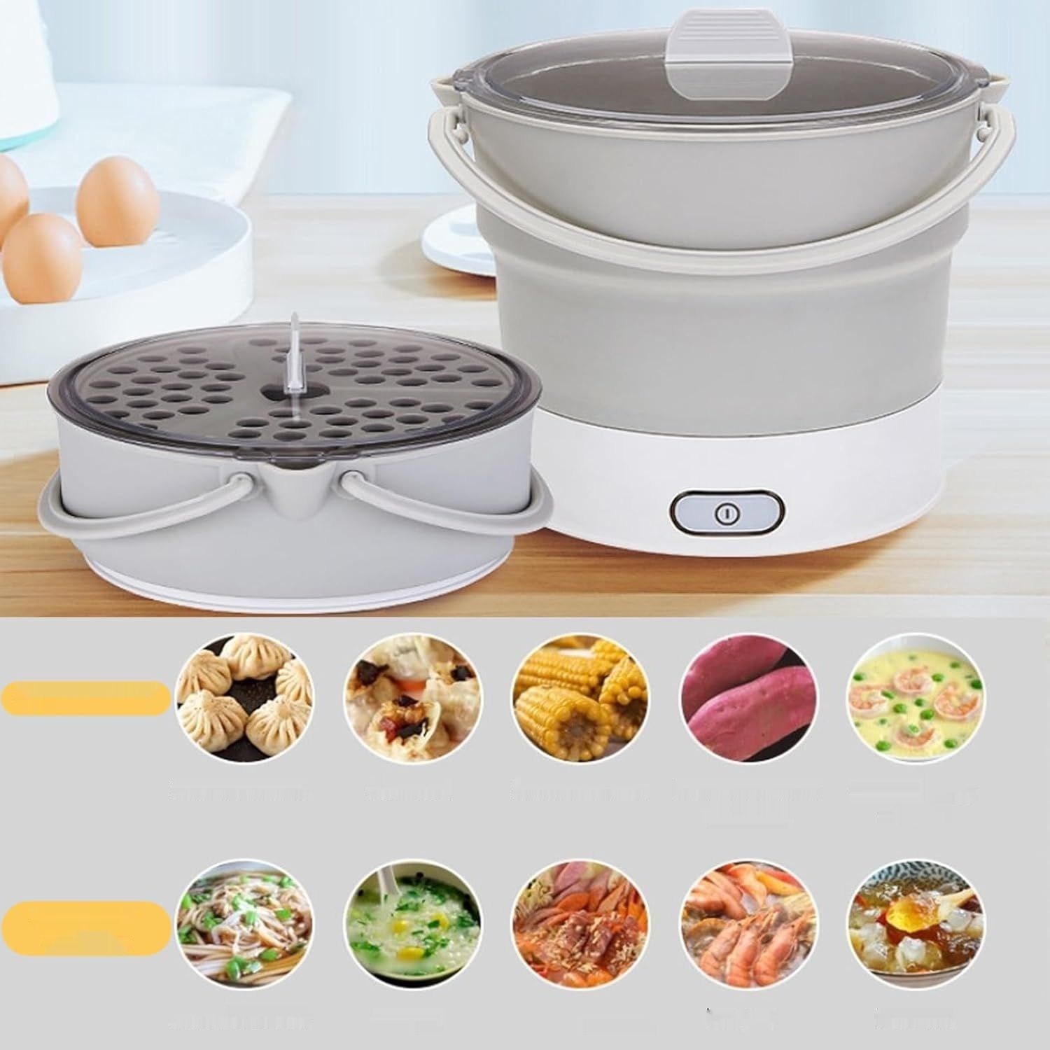 CEIEVER Przenośny Kuchenka Podróżna, Elektryczny Garnek Składany, 1 Litr