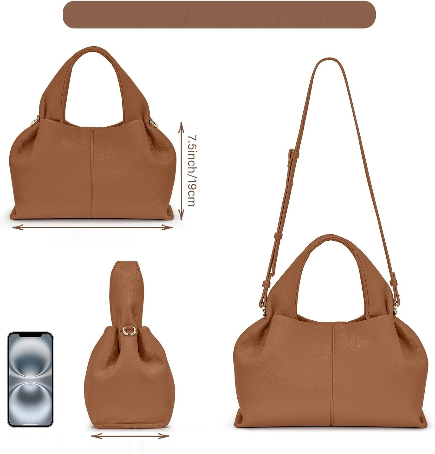 Oscaurt Torebka Damska PU Skórzana Torebka brązowy