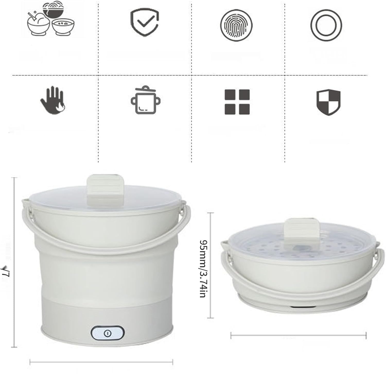 CEIEVER Przenośny Kuchenka Podróżna, Elektryczny Garnek Składany, 1 Litr