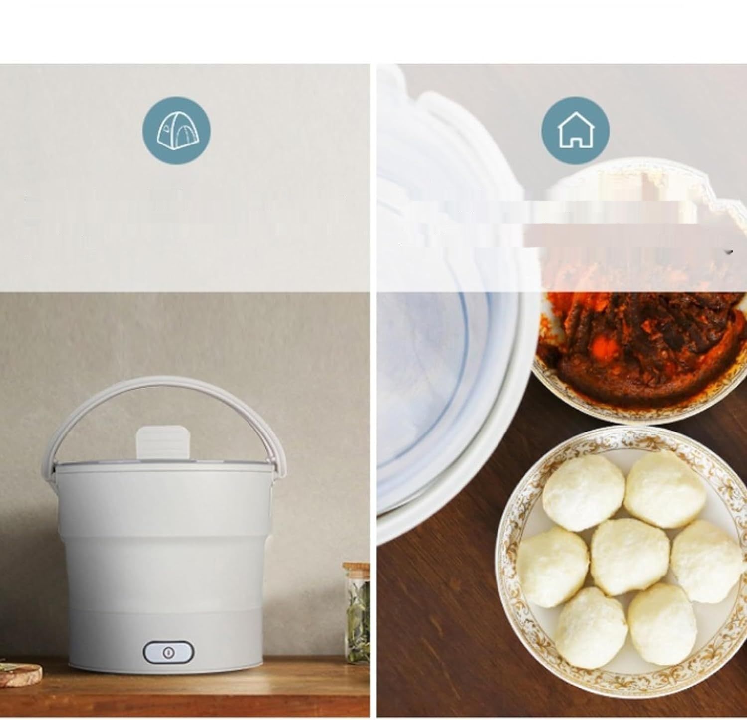 CEIEVER Przenośny Kuchenka Podróżna, Elektryczny Garnek Składany, 1 Litr