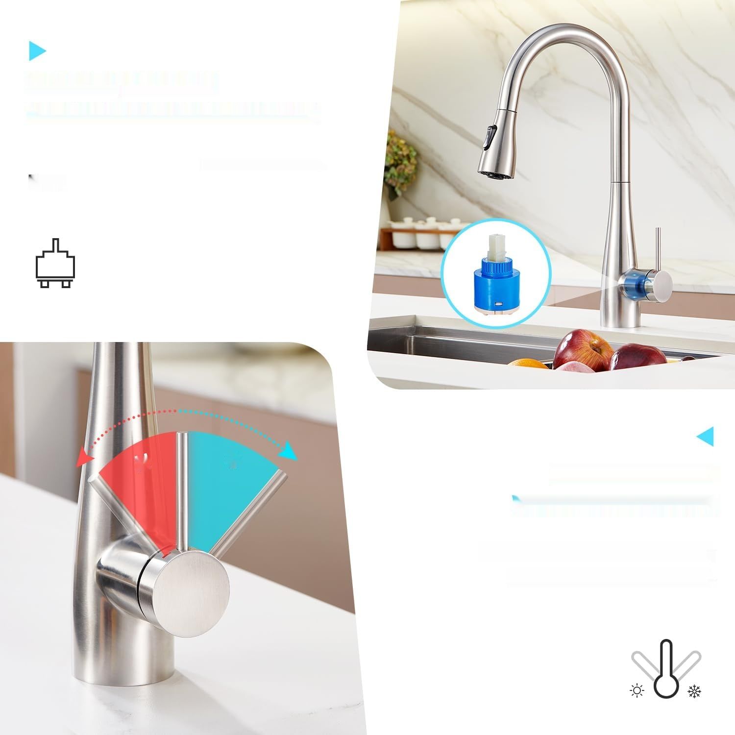 ubeegol Wydłużana bateria kuchenna z 3 funkcjami natrysku