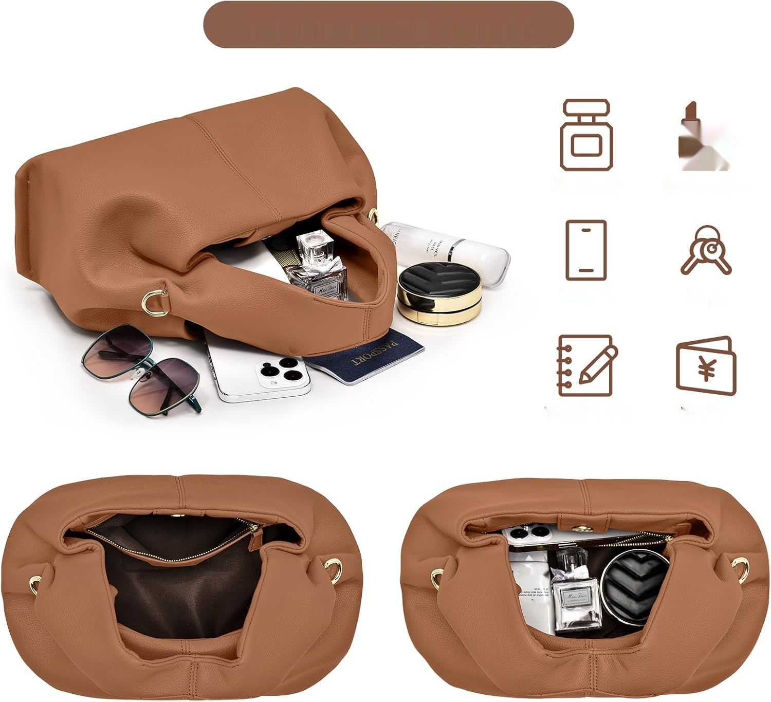 Oscaurt Torebka Damska PU Skórzana Torebka brązowy