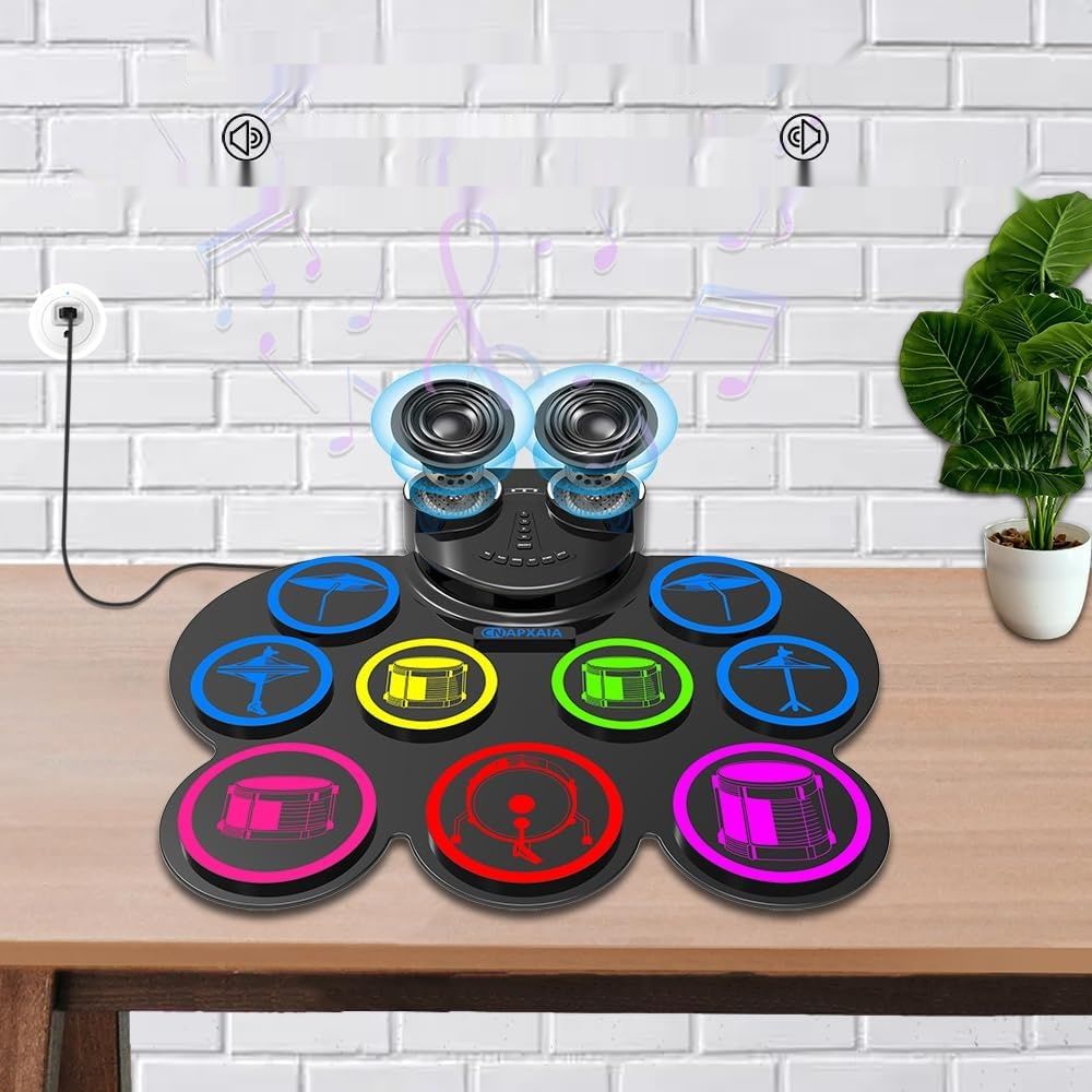 CNAPXAIA Elektroniczny Zestaw Perkusyjny, 9 Padów Silikonowych E Drum