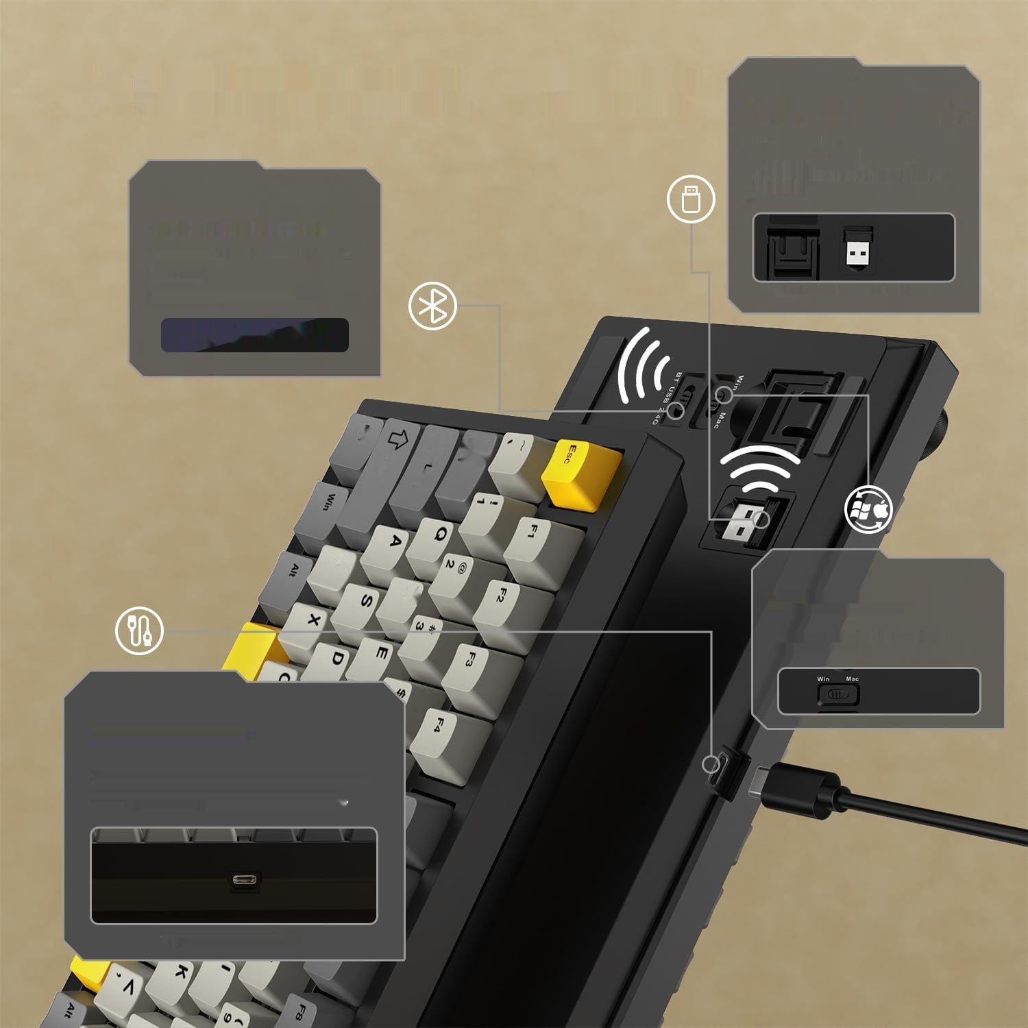 YINDIAO AK820 PRO Klawiatura Mechaniczna z Wyświetlaczem Smart TFT