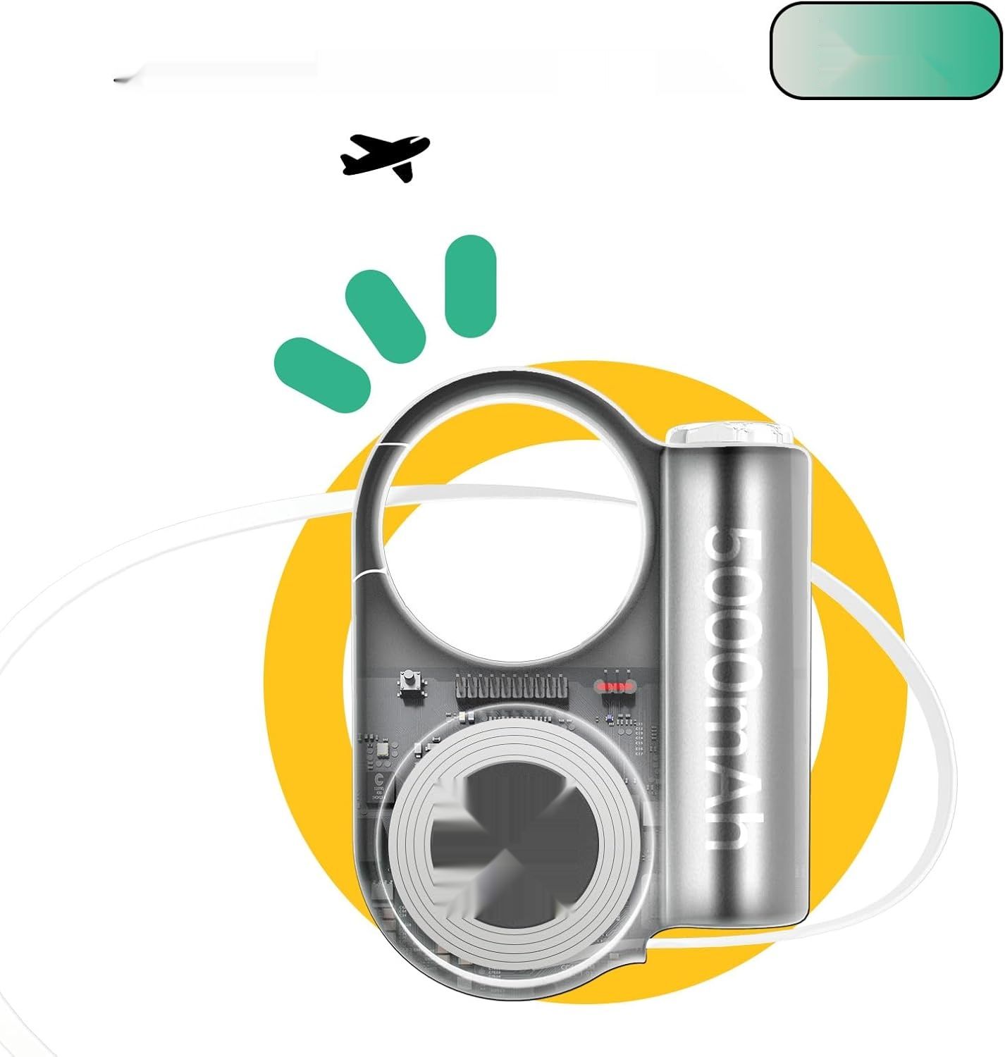 TakTark Power Bank 5000mAh 15W z Rozsuwanym Kablem USB-C i Latarką