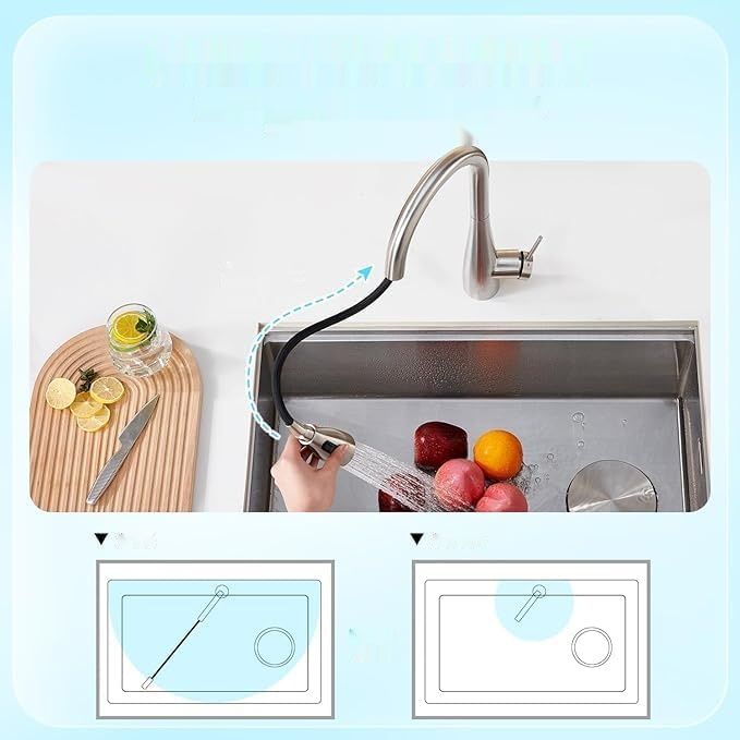 ubeegol Wydłużana bateria kuchenna z 3 funkcjami natrysku