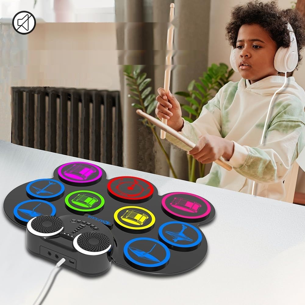 CNAPXAIA Elektroniczny Zestaw Perkusyjny, 9 Padów Silikonowych E Drum