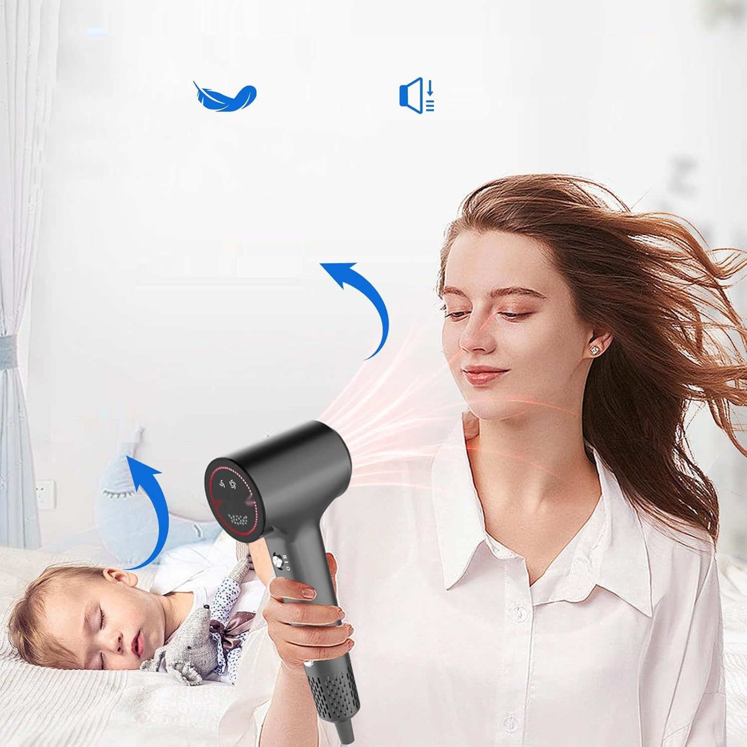 Profesjonalna Suszarka do Włosów z Plazmą 400 Milionów (Ciemnoszary)