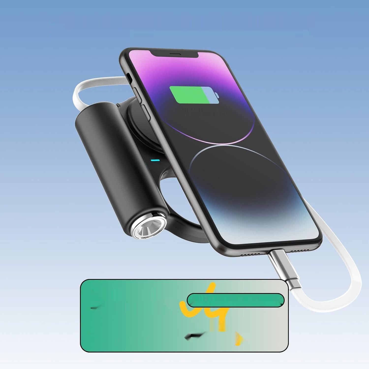 TakTark Power Bank 5000mAh 15W z Rozsuwanym Kablem USB-C i Latarką