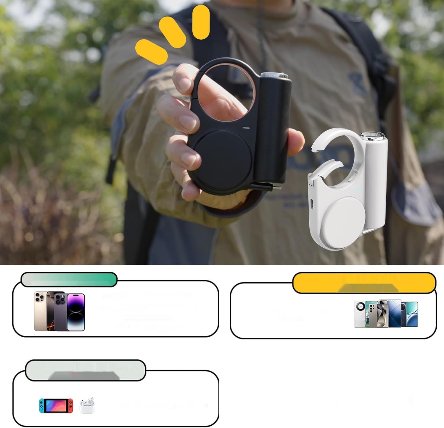 TakTark Power Bank 5000mAh 15W z Rozsuwanym Kablem USB-C i Latarką