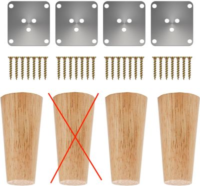 Zestaw 4 drewnianych nóg stołowych, stożkowe, dębowe.