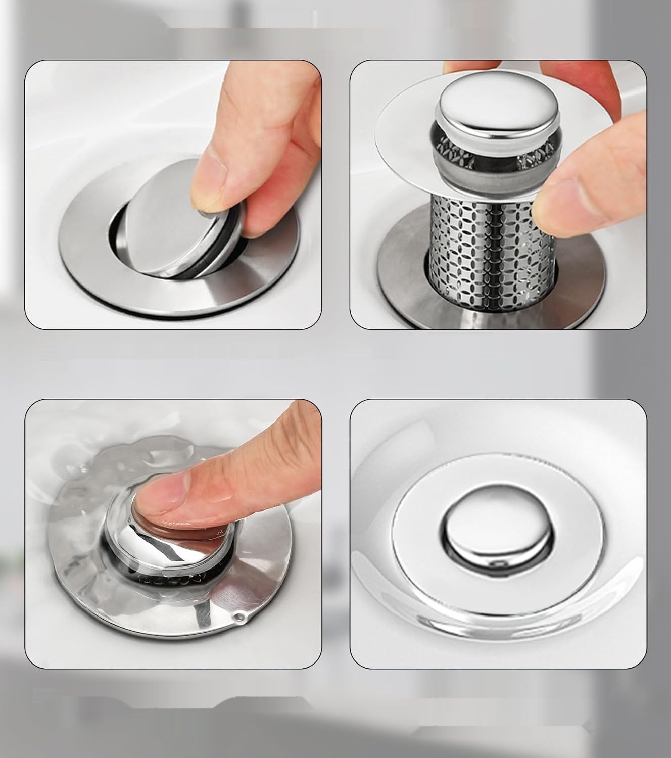 2 sztuki sitka do odpływu ze stali nierdzewnej, uniwersalne sitko pop-up