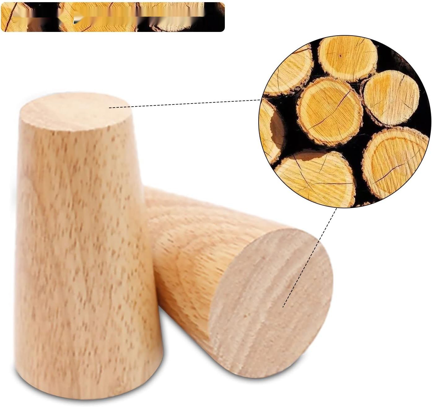 Zestaw 4 drewnianych nóg stołowych, stożkowe, dębowe.