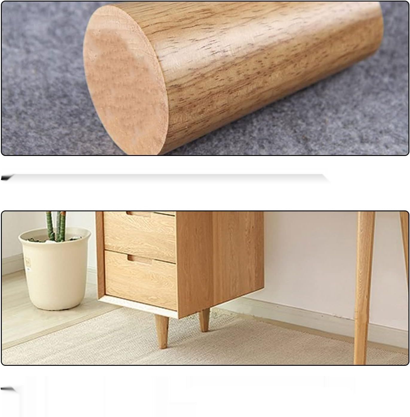 Zestaw 4 drewnianych nóg stołowych, stożkowe, dębowe.