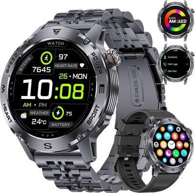 LIGE Męski Smartwatch z funkcją telefonu, 1.43-calowy Smartwatch AMOLED