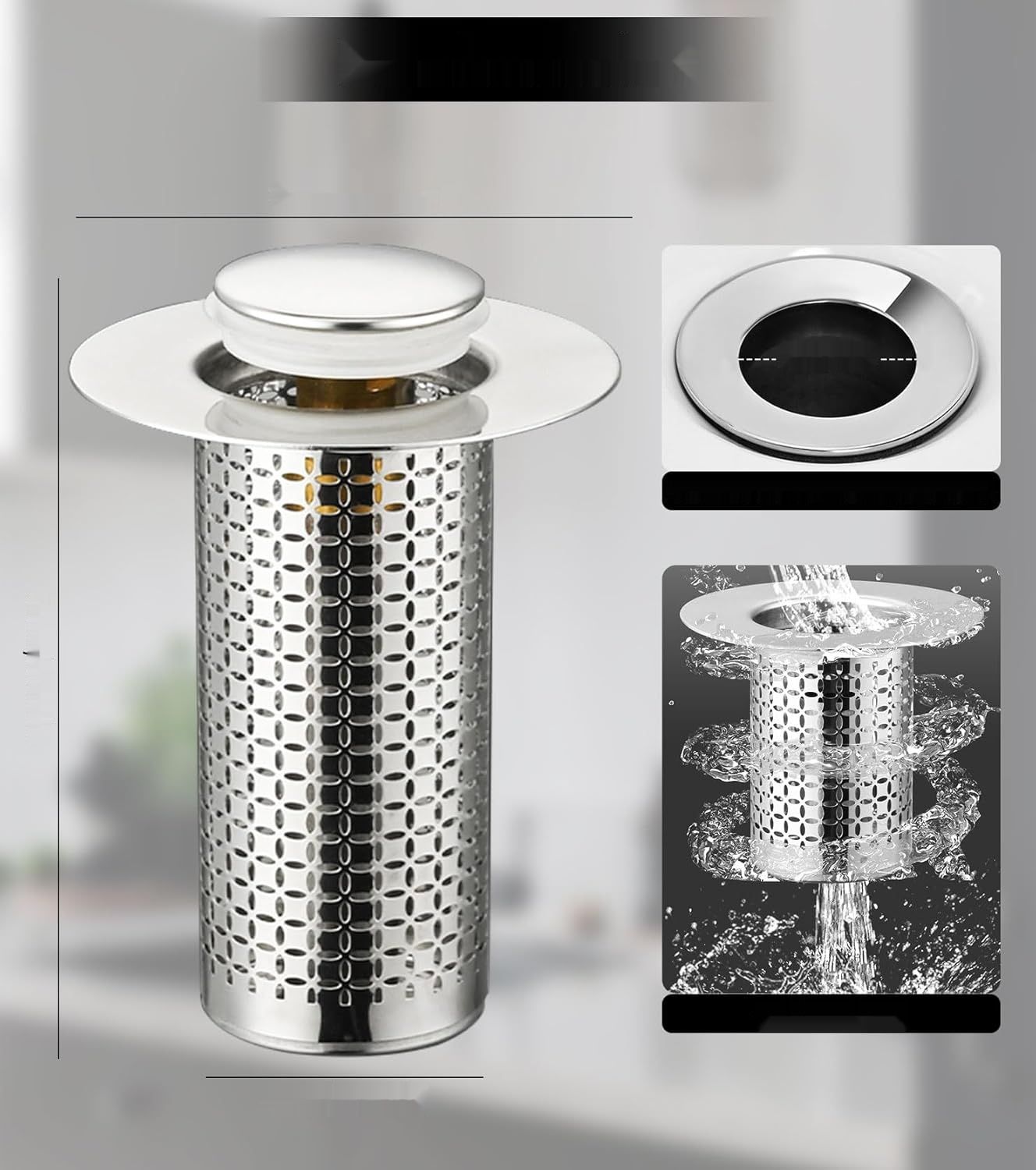 2 sztuki sitka do odpływu ze stali nierdzewnej, uniwersalne sitko pop-up