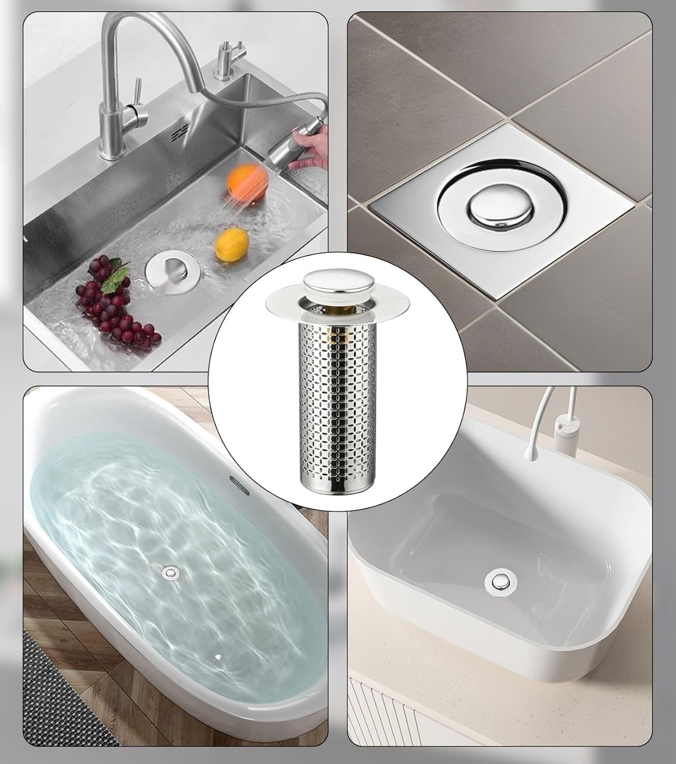 2 sztuki sitka do odpływu ze stali nierdzewnej, uniwersalne sitko pop-up