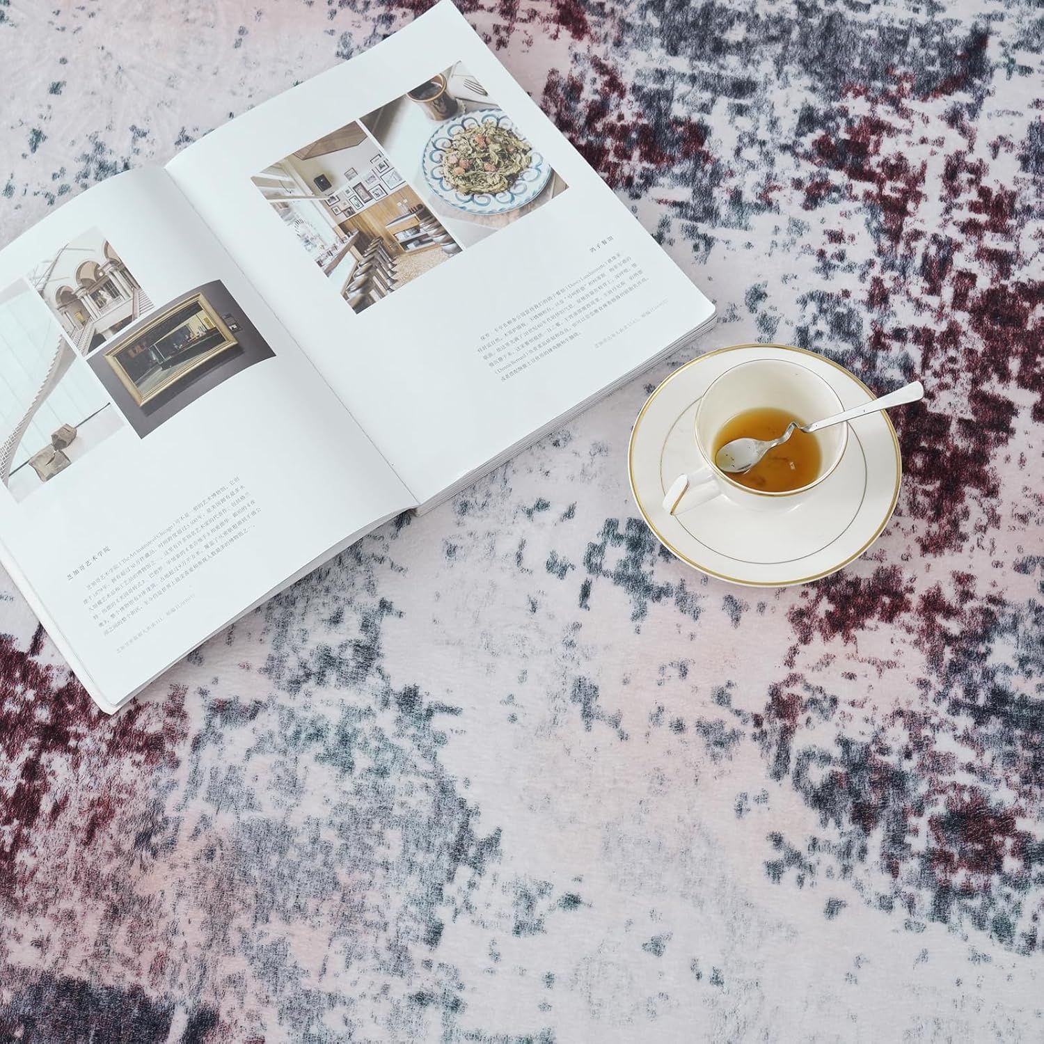 Xfrog Vintage Abstrakcyjny Dywan (Czerwony/Szary, 120 x 160 cm)