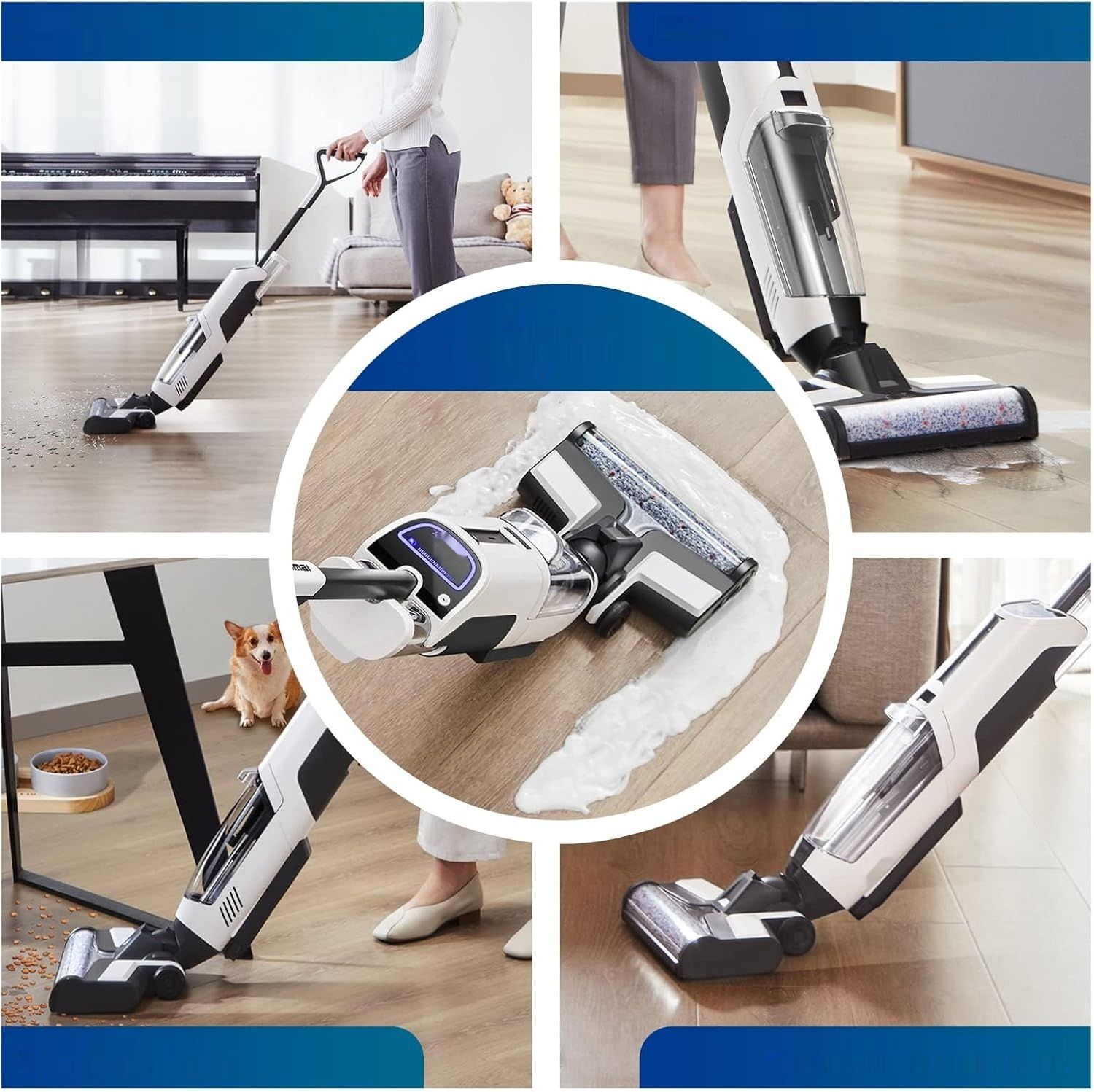 SUNSMAI Odkurzacz z Mopem, Bezprzewodowy Odkurzacz z Systemem Samooczyszczania