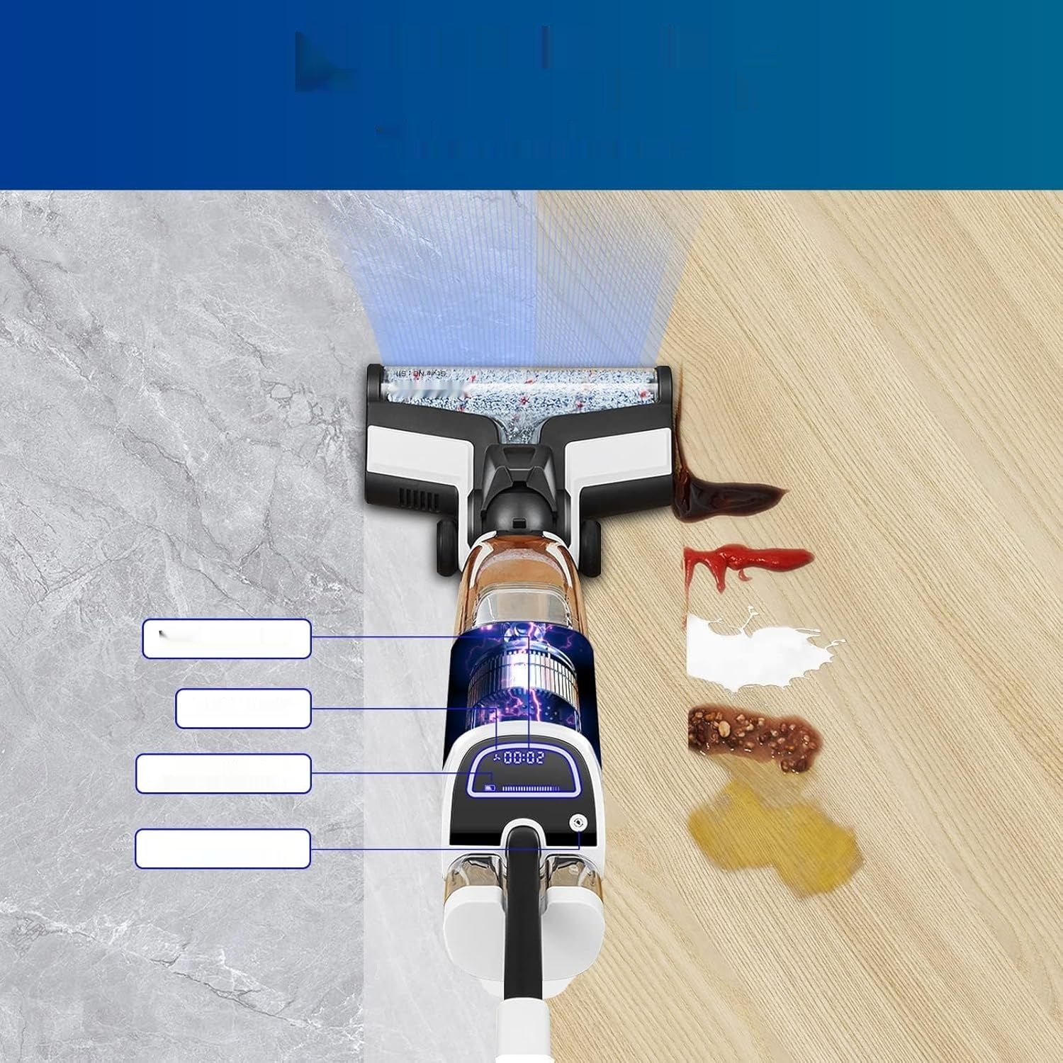 SUNSMAI Odkurzacz z Mopem, Bezprzewodowy Odkurzacz z Systemem Samooczyszczania