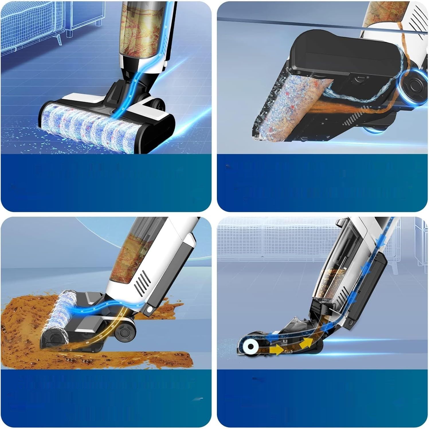 SUNSMAI Odkurzacz z Mopem, Bezprzewodowy Odkurzacz z Systemem Samooczyszczania