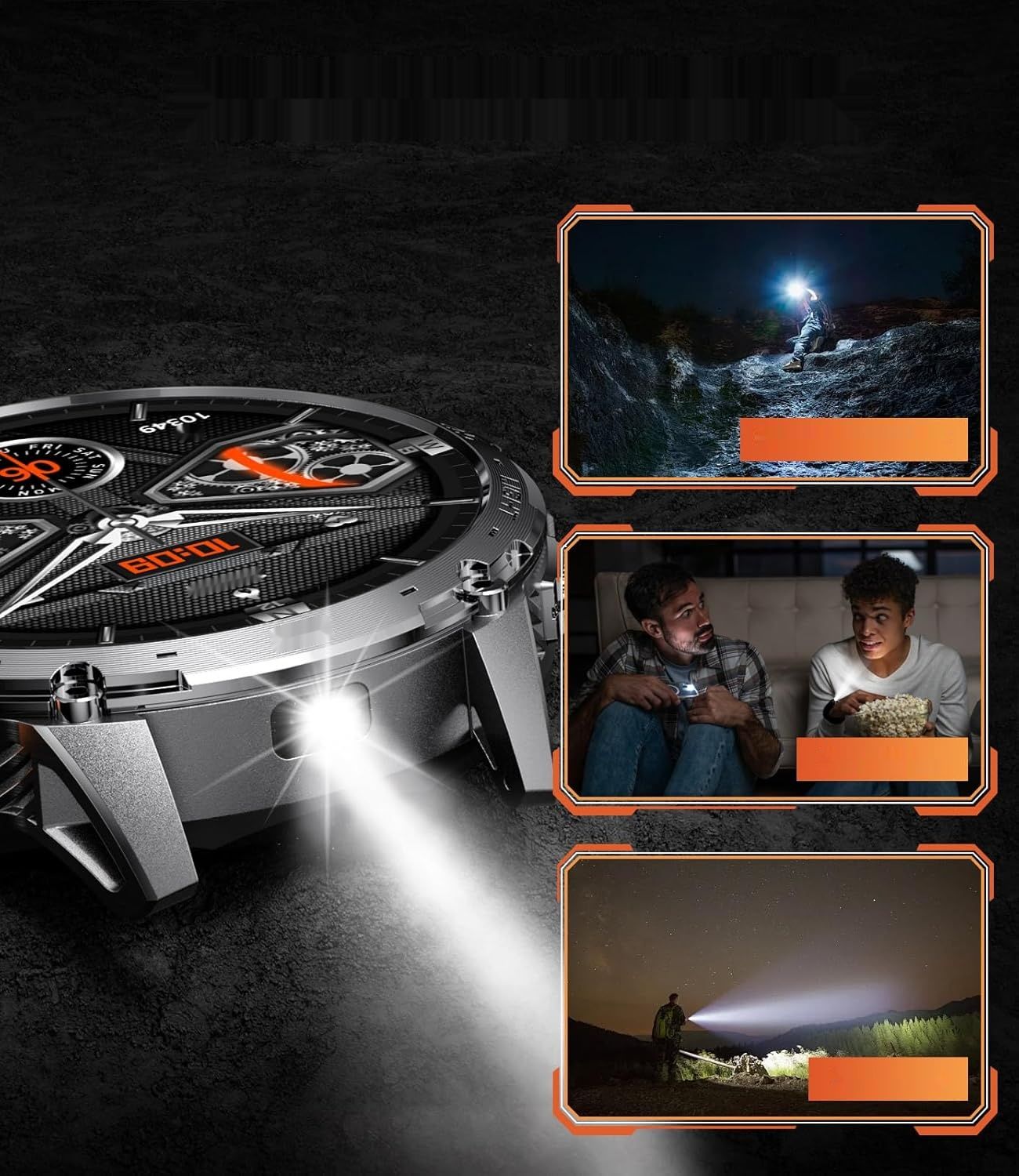 LIGE smartwatch AMOLED, IP68, ponad 100 dyscyplin, czarna bransoleta.